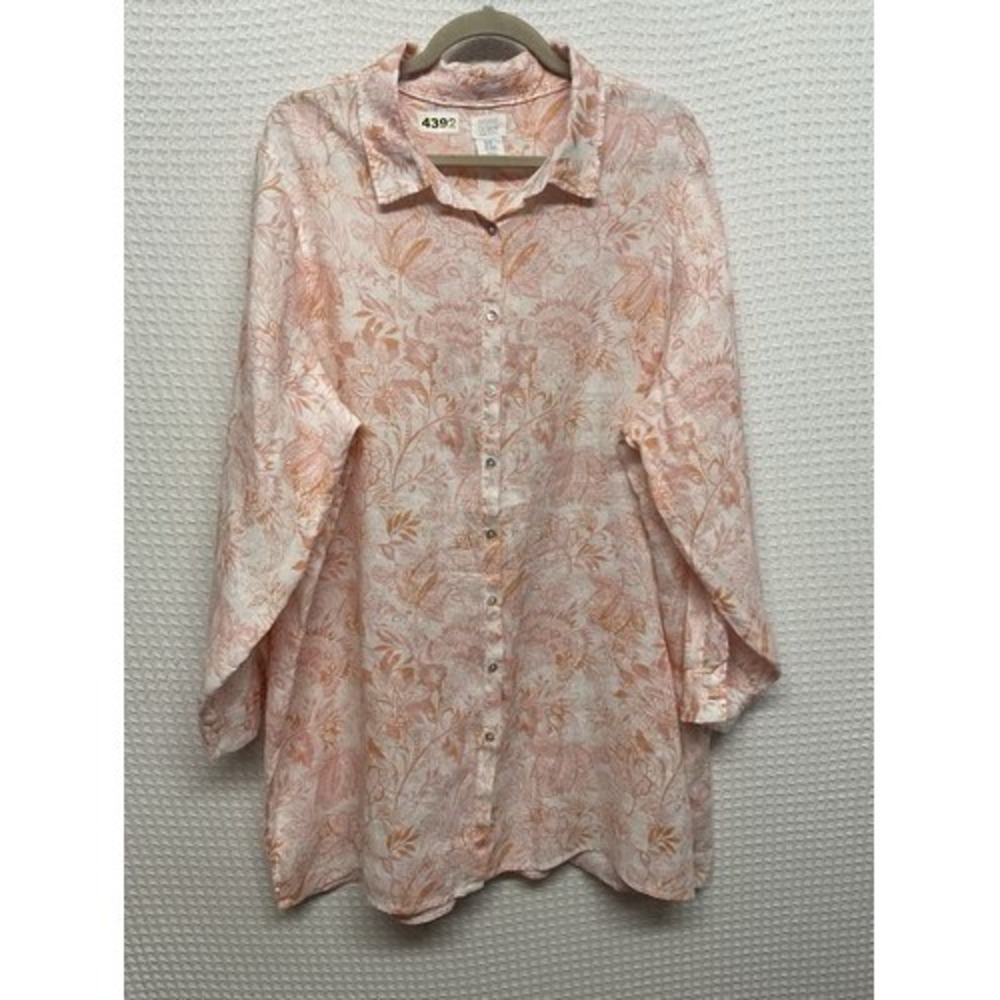 NWOT Sigrid Olsen Floral Long Sleeve Beach Vacation Tunic Women 2X Bangladesh